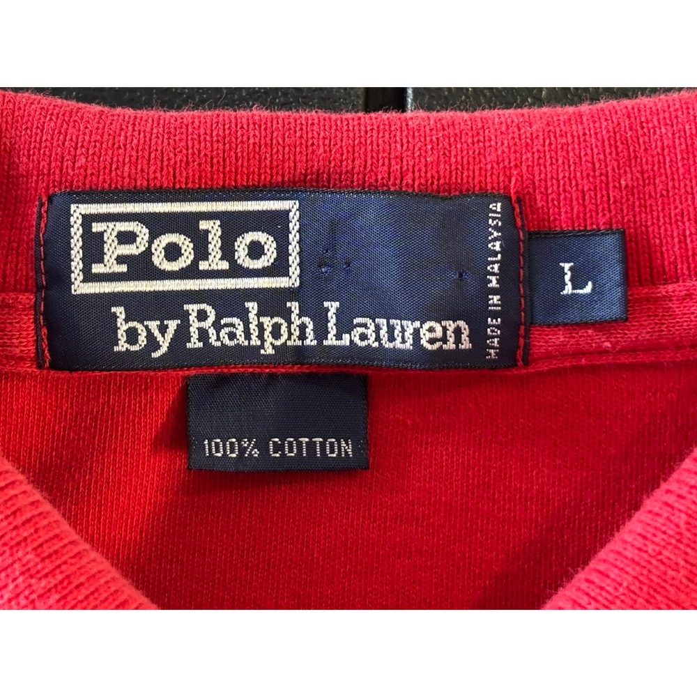 Polo Ralph Lauren Mens Large Red Short Sleeve Cotton Pique Pony Logo Polo Shirt - Picture 6 of 7